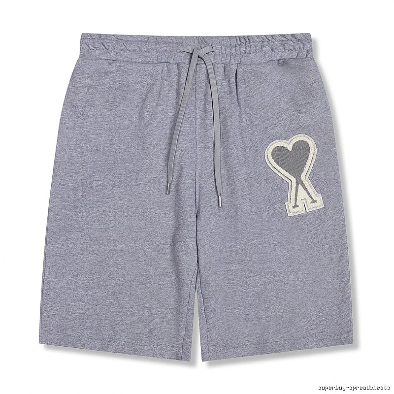 AMI Love Heart Pattern Light Gray Shorts