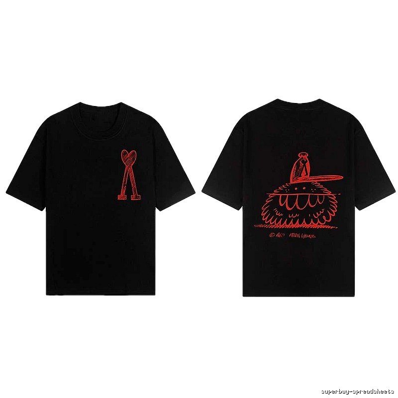 AMI red printed short-sleeve T-shirt