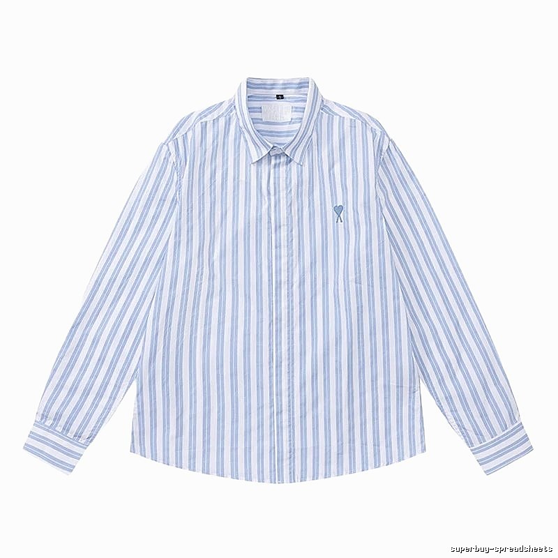 AMI Stripe Simple Blue Shirt