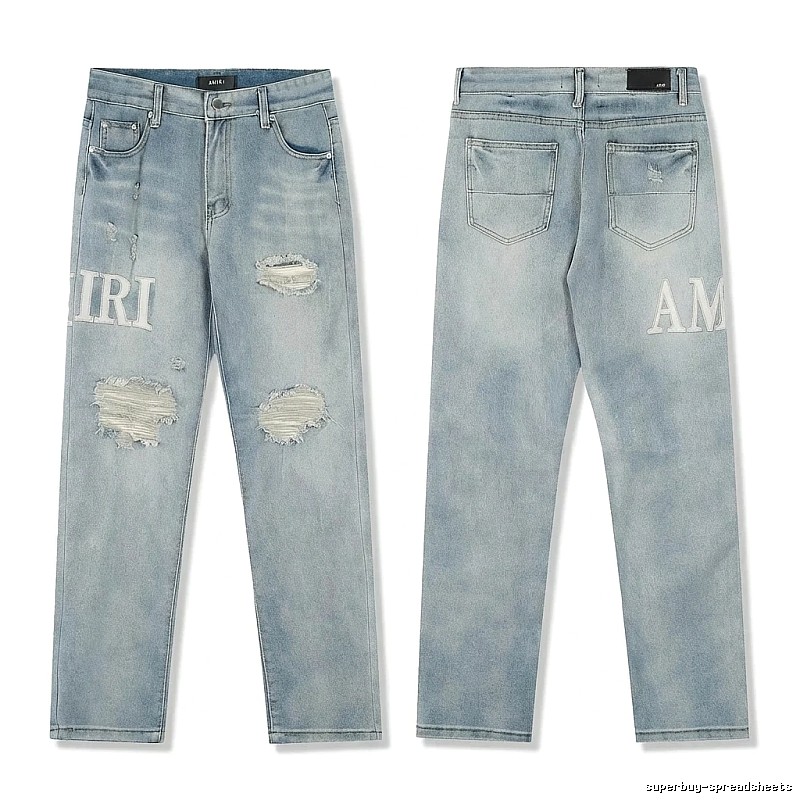 AMIRI Ripped Denim Blue Jeans