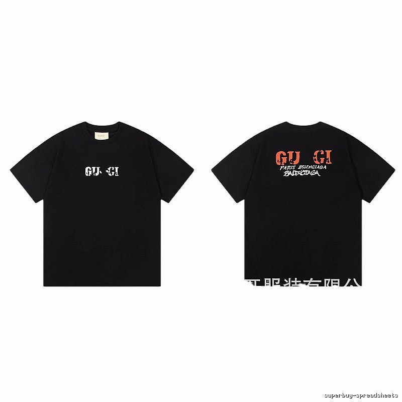 Balenciaga Co-branded Street Style Printed Black T-Shirt