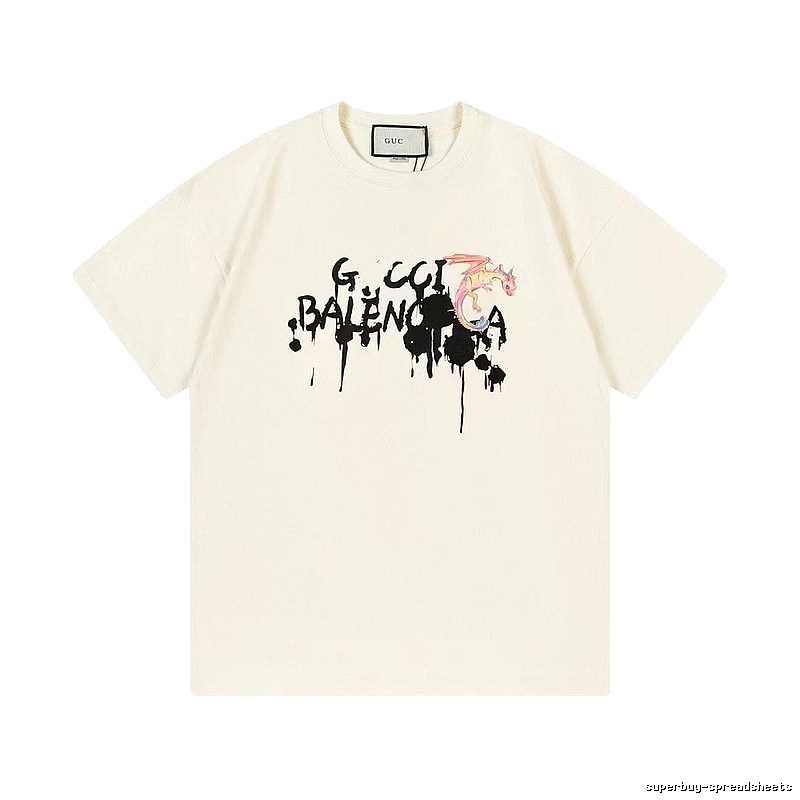Balenciaga Graffiti Collaboration Street Style Off-White T-Shirt