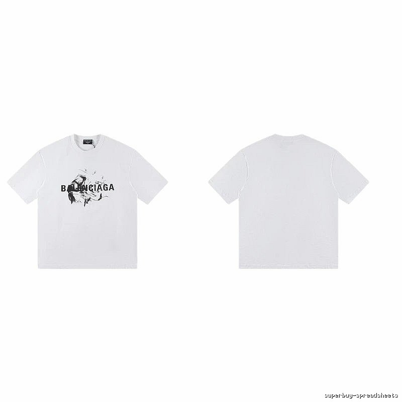 Balenciaga Graffiti Print Street Style White T-Shirt