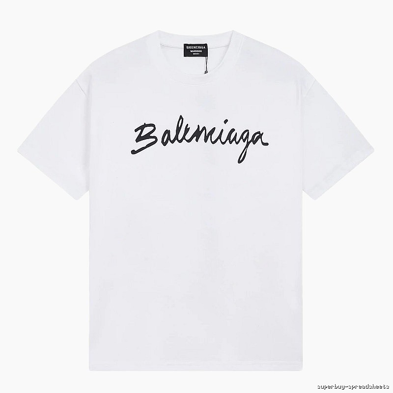 Balenciaga Handwritten Signature Casual White T-shirt
