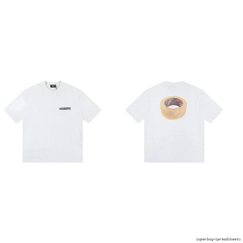 Balenciaga Tape Print Streetwear White T-Shirt