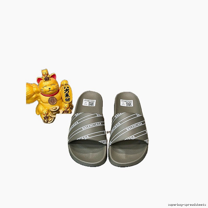 Balenciaga Trendy Cool Twill Military Grey Slides