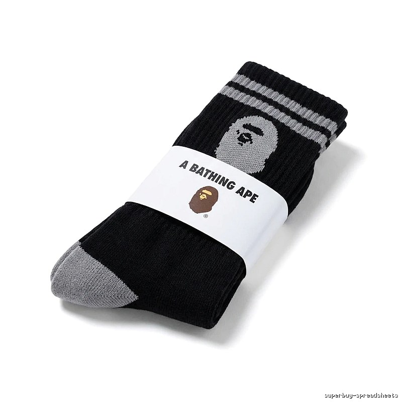 Bape Ape Head Trendy Cool Black and Grey Socks