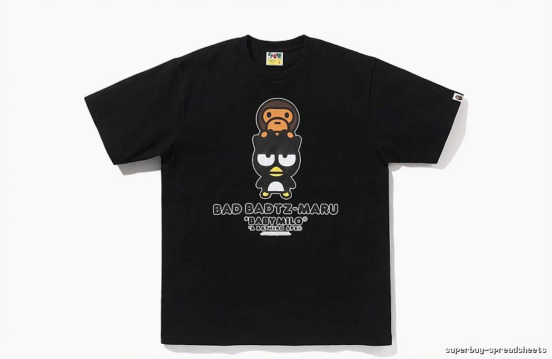 Bape Cartoon Trendy and Cool Style Black T-shirt