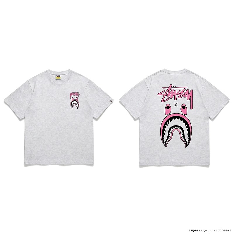 Bape Shark Co-branded Light Grey T-shirt