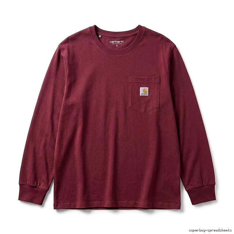 Carhartt basic simple wine red long sleeves