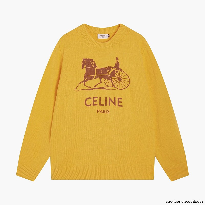 CELINE Yellow Logo Knit Sweater for Travel Packing
