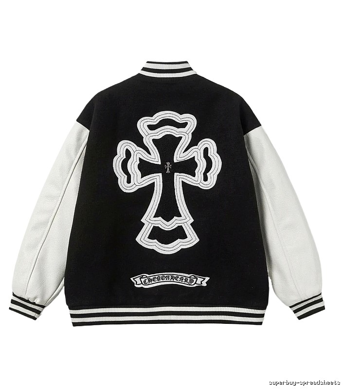 Chrome Hearts Cross Black and White Baseball Jacket
