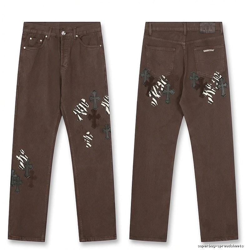 Chrome Hearts Cross Dark Style Brown Pants
