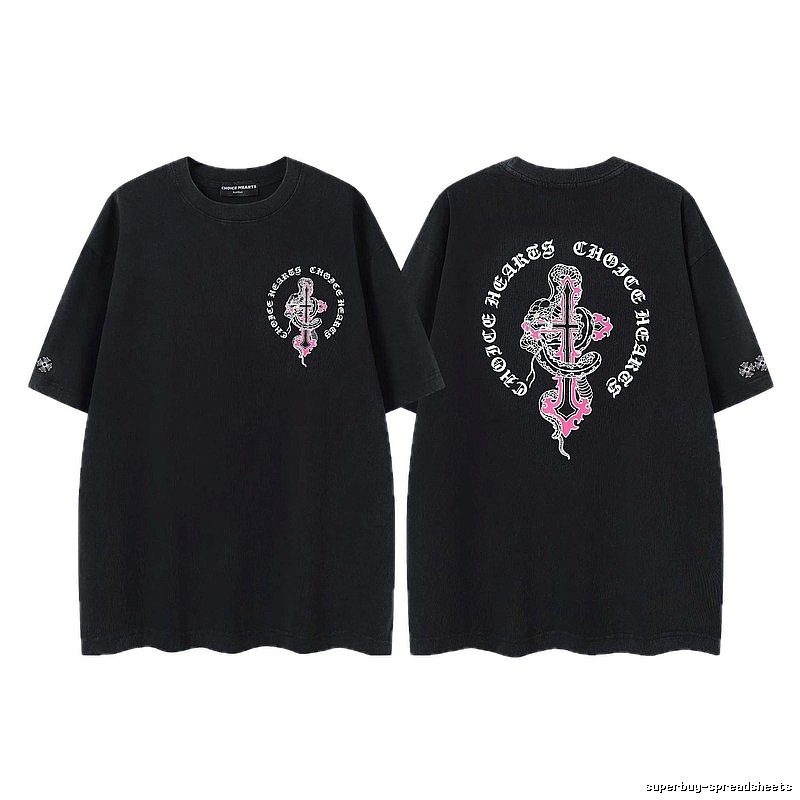 Chrome Hearts Gothic Style Snake & Cross Black Short-Sleeve T-Shirt