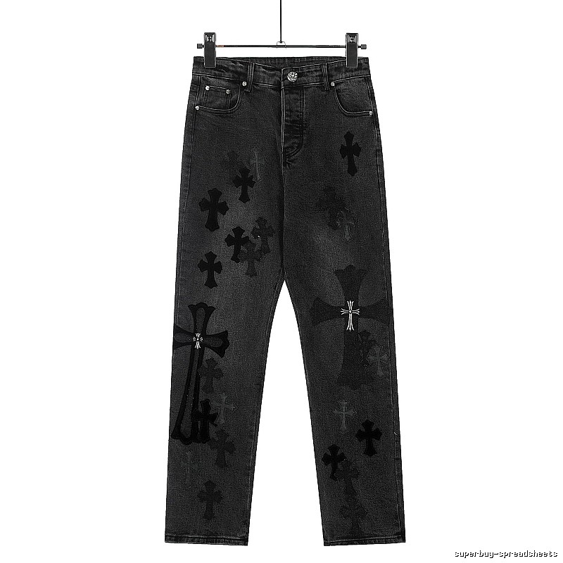 Chrome Hearts Logo Detail Graphic jeans Light Denim Jeans with Relaxed Feel