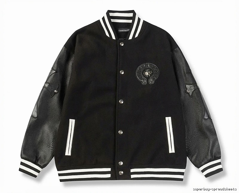 Chrome Hearts retro-style black baseball uniform.