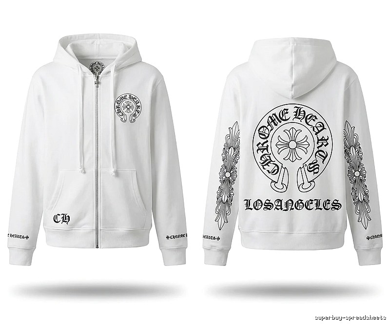 Chrome Hearts Retro Style White Hoodie