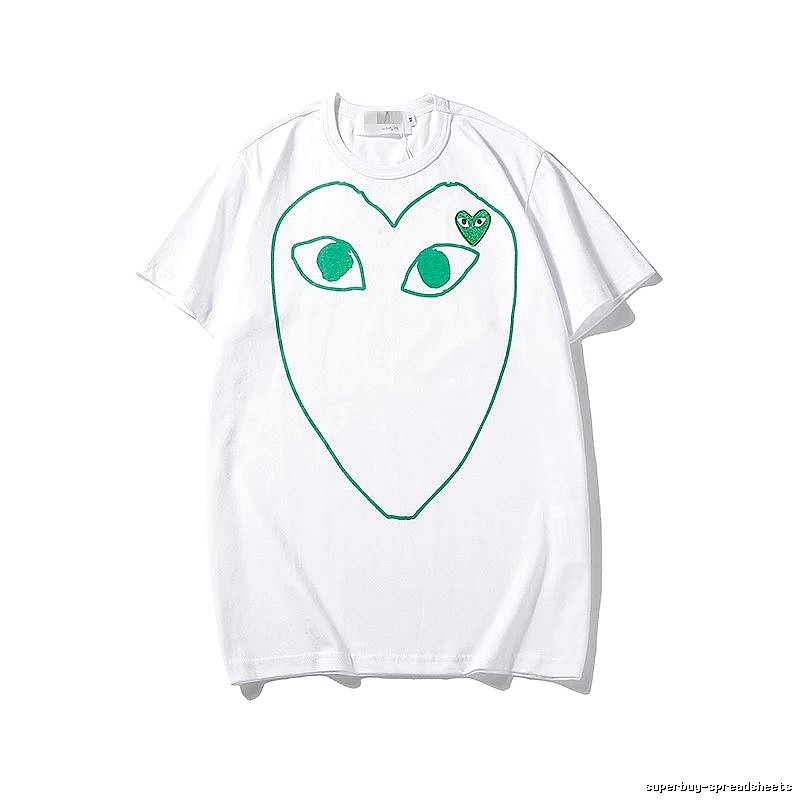 Comme des Garcons PLAY 2023-13 Green Style 2313 Heart Logo T-Shirt Soft Neutral