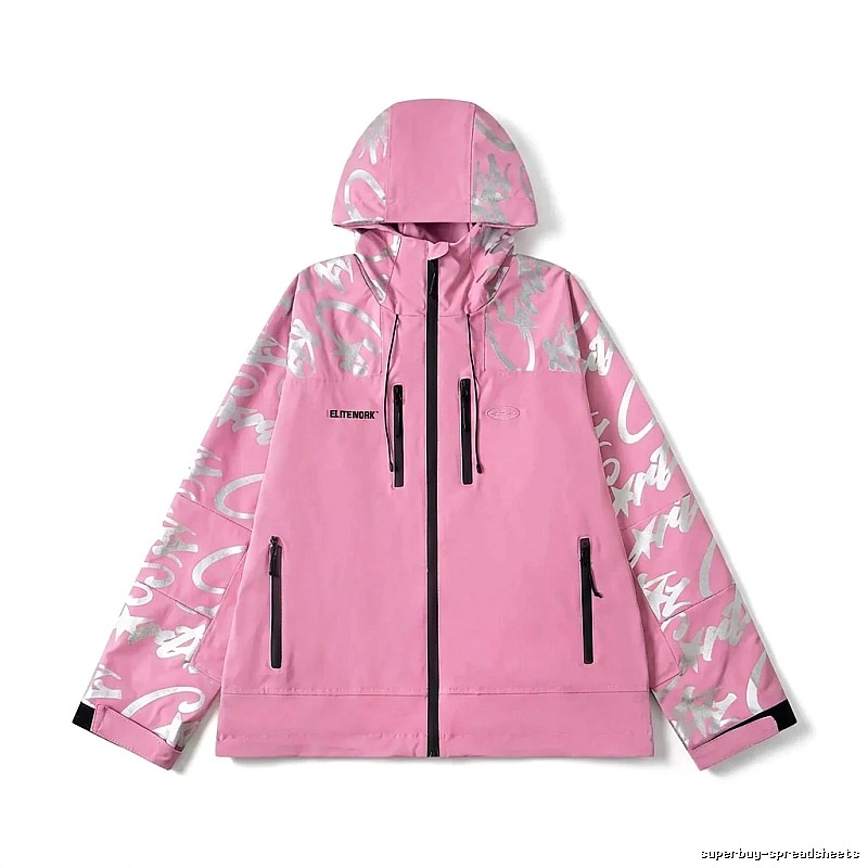 Corteiz Printed Trendy Pink Coat