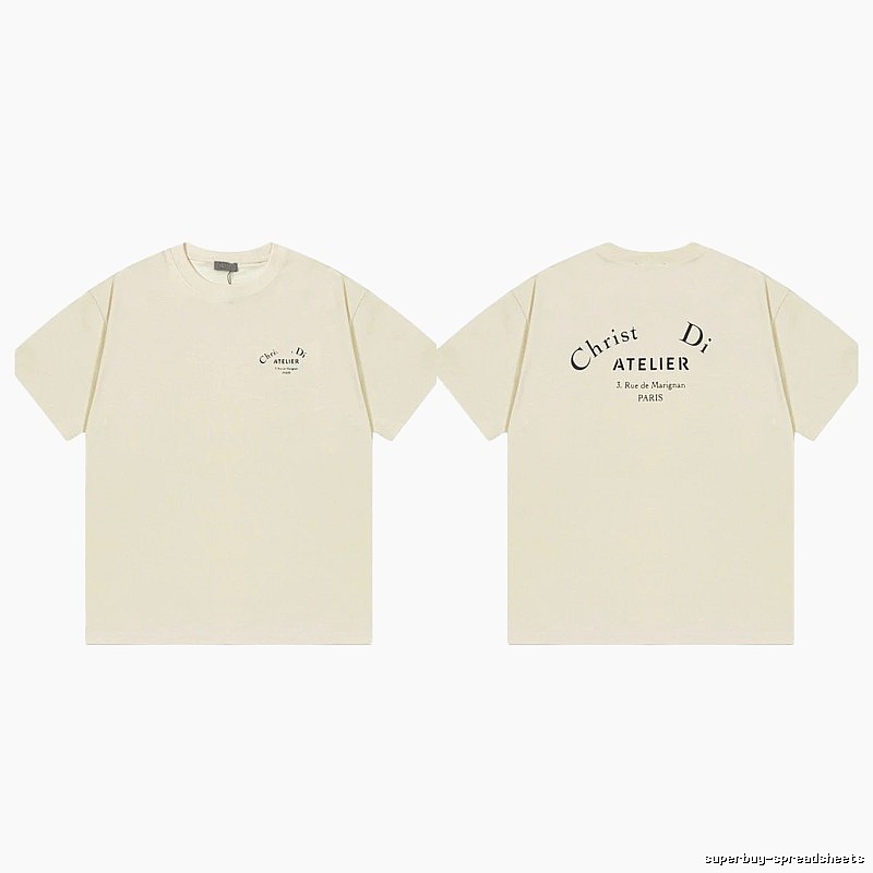 Dior Atelier Minimalist Style Beige Short-sleeve T-shirt