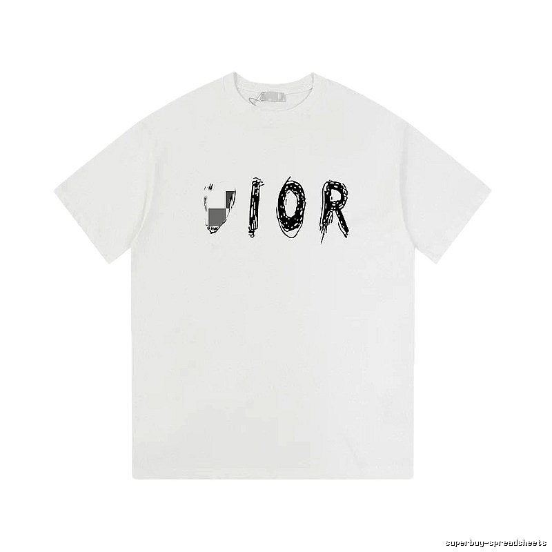 Dior Graffiti Street Style White Short-sleeve T-shirt