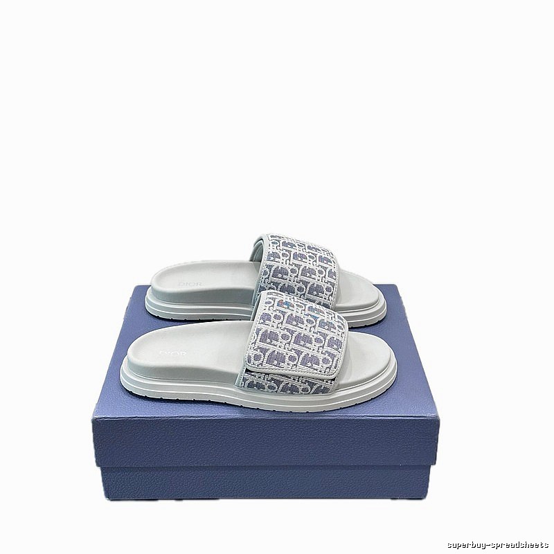 Dior Monogram Light Luxury Style Light Gray Slippers