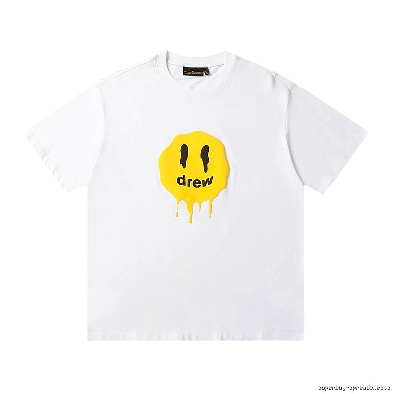 DREW Melted Smiley Streetwear White Short Sleeve T-shirt
