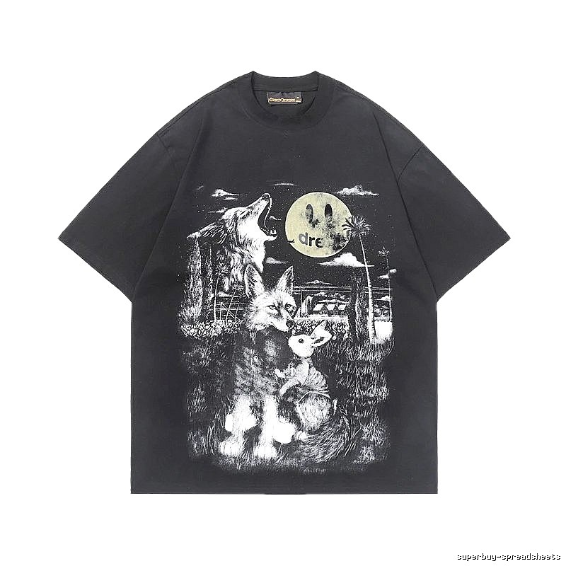 DREW Smiley Collection Street Style Black T-Shirt