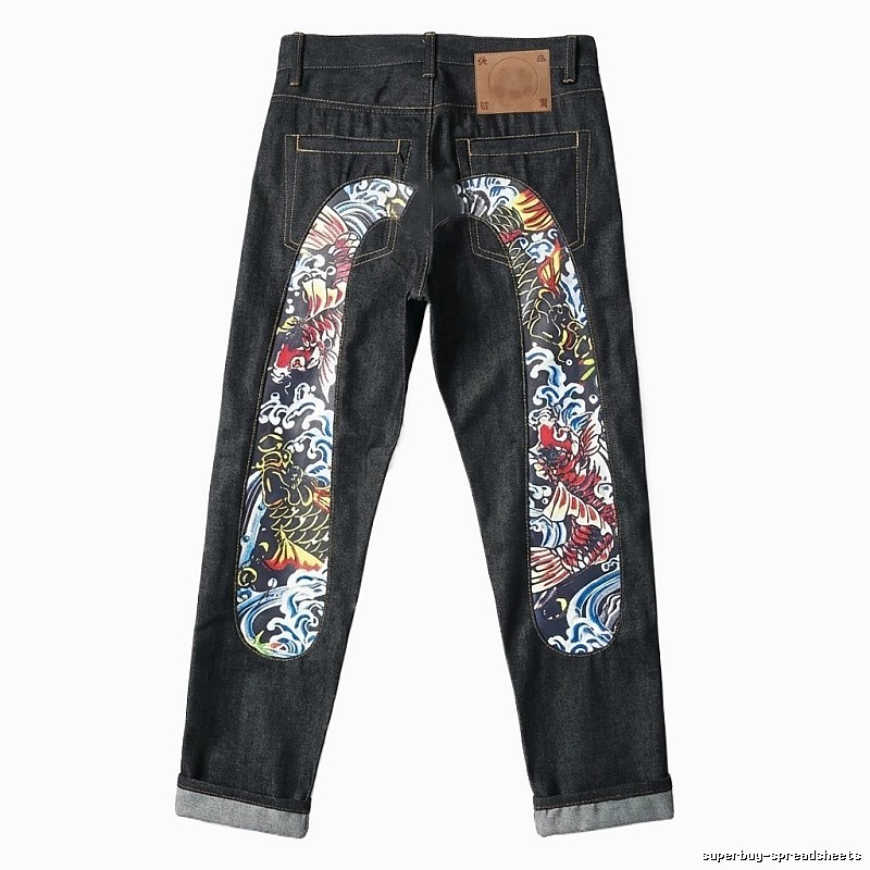 EVISU Koi Carp Trendy Black Jeans