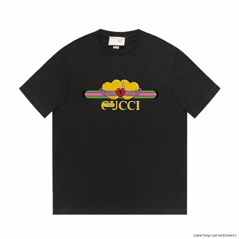 Gucci Heart Print Trendy Black Short-sleeved T-shirt