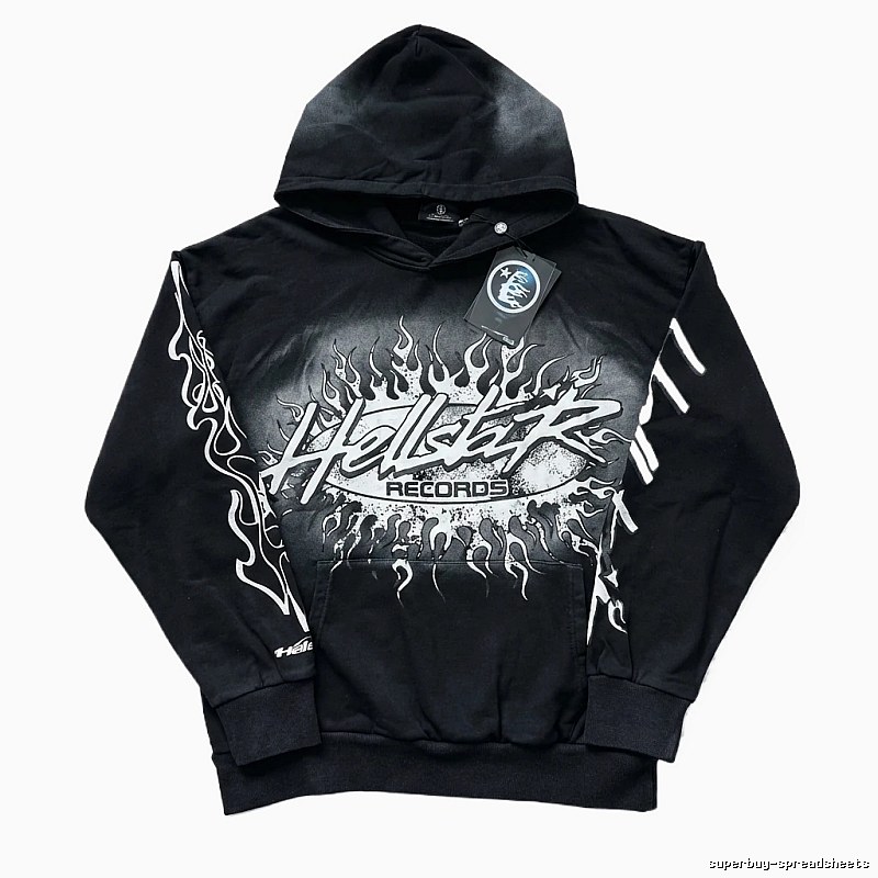 Hellstar Records Flame Wind Black Hoodie