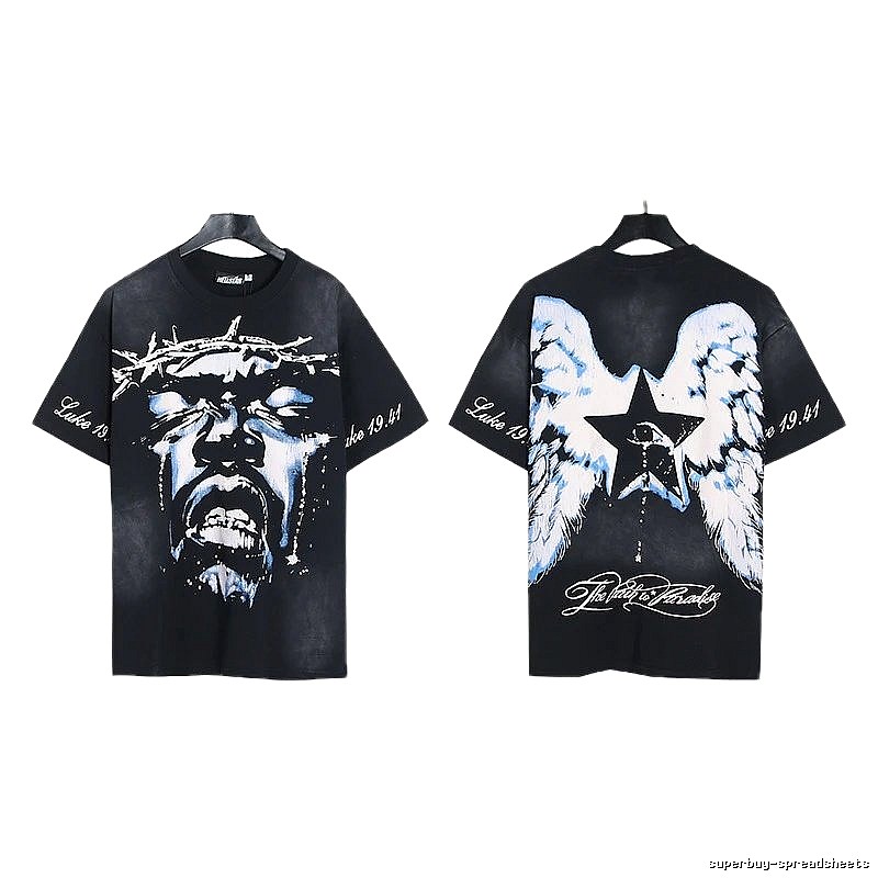 Hellstar Thorn Portrait Street Style Black Short-sleeve T-shirt