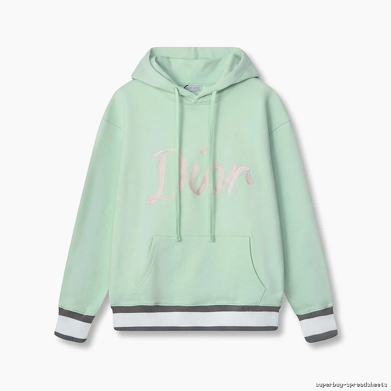 Light green hoodie with Dior letter print