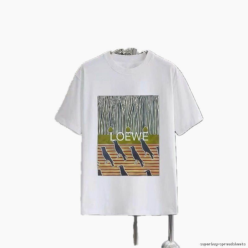LOEWE Crow Print Streetwear-Style White T-Shirt