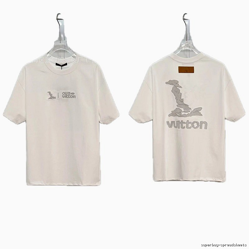 Louis Vuitton Embroidered Casual Style White T-Shirt