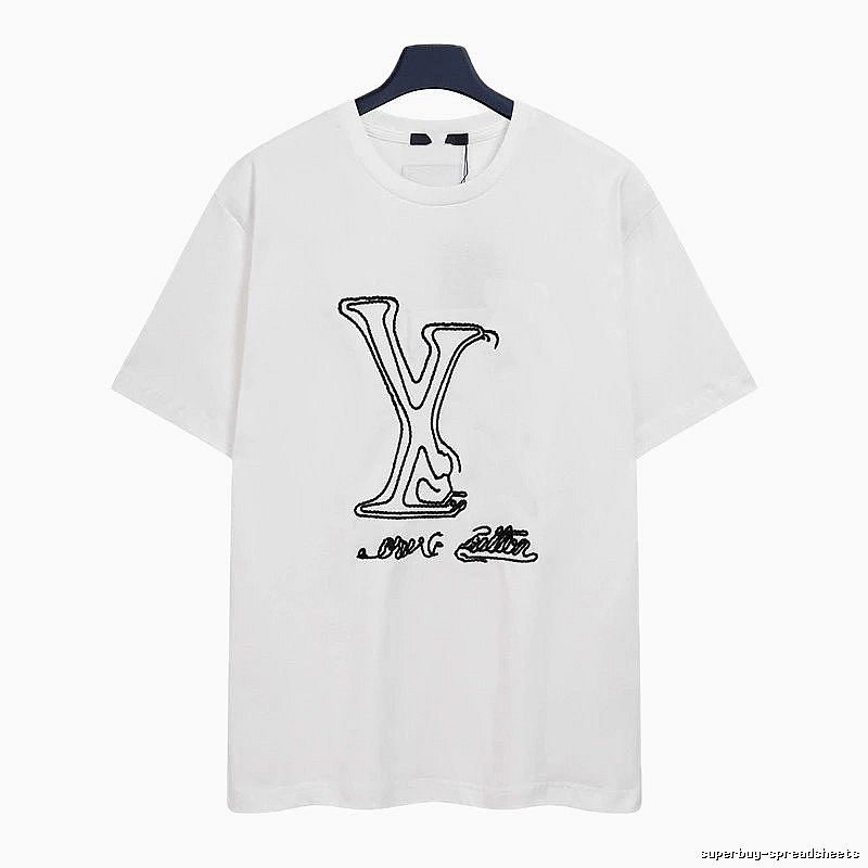 Louis Vuitton Embroidered Trendy Style White Short-sleeve T-shirt