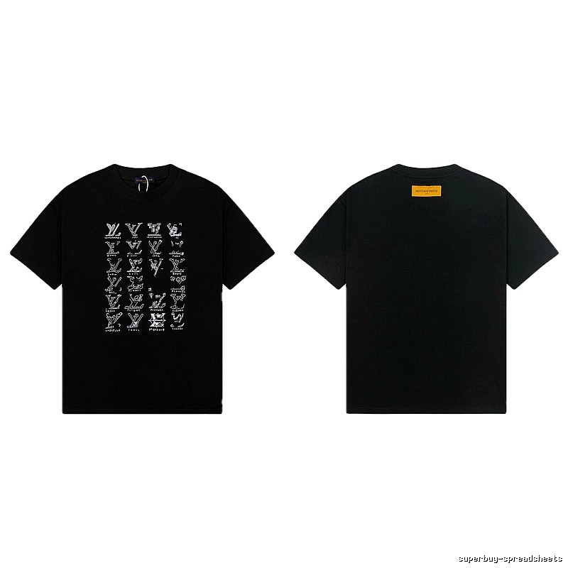 Louis Vuitton Graffiti Trend Style Black Short Sleeve T-Shirt