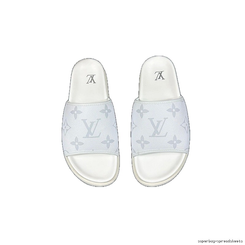 Louis Vuitton Monogram Light Luxury Style White Slide Sandals