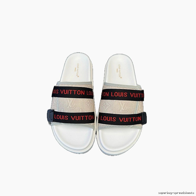 Louis Vuitton Monogram Trendy Casual Off-White Slide Sandals