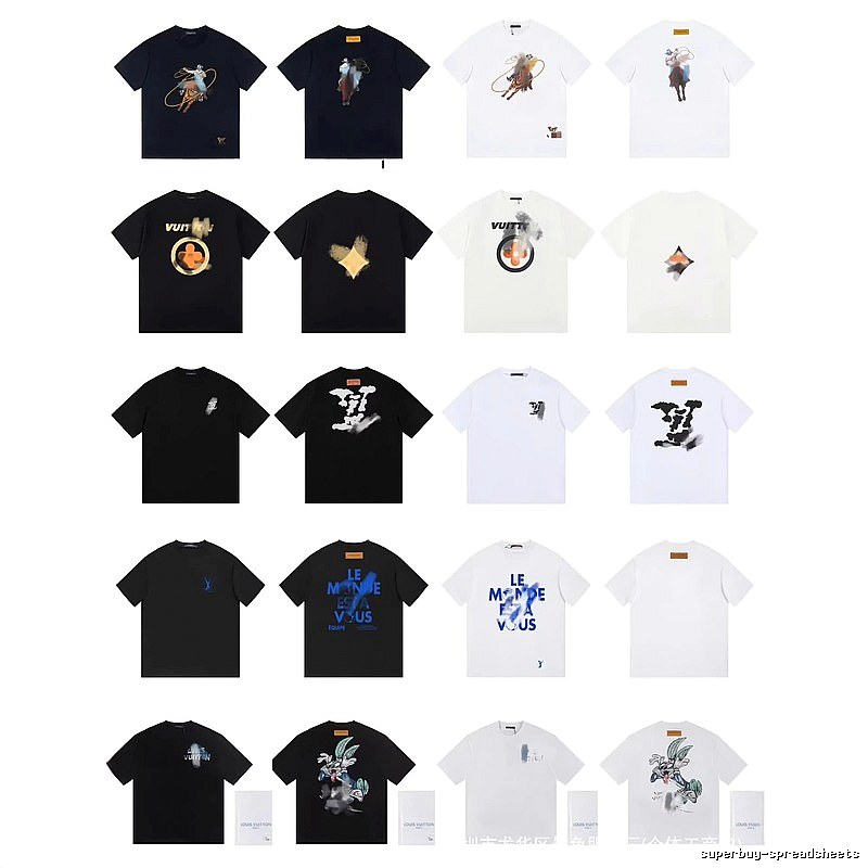 Louis Vuitton Streetwear Printed Black and White Short-sleeve T-shirt