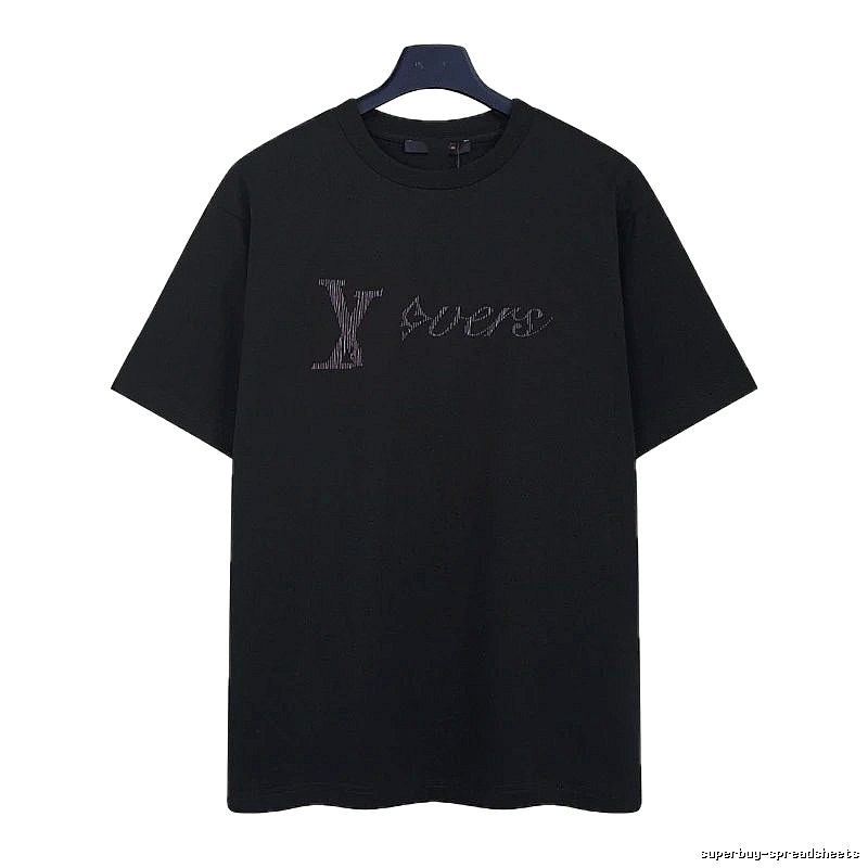 Louis Vuitton Trendy Black T-Shirt with Letter Embroidery