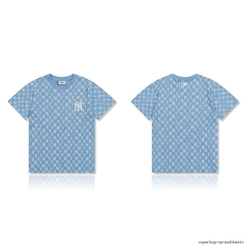 MLB full - print style light blue T - shirt