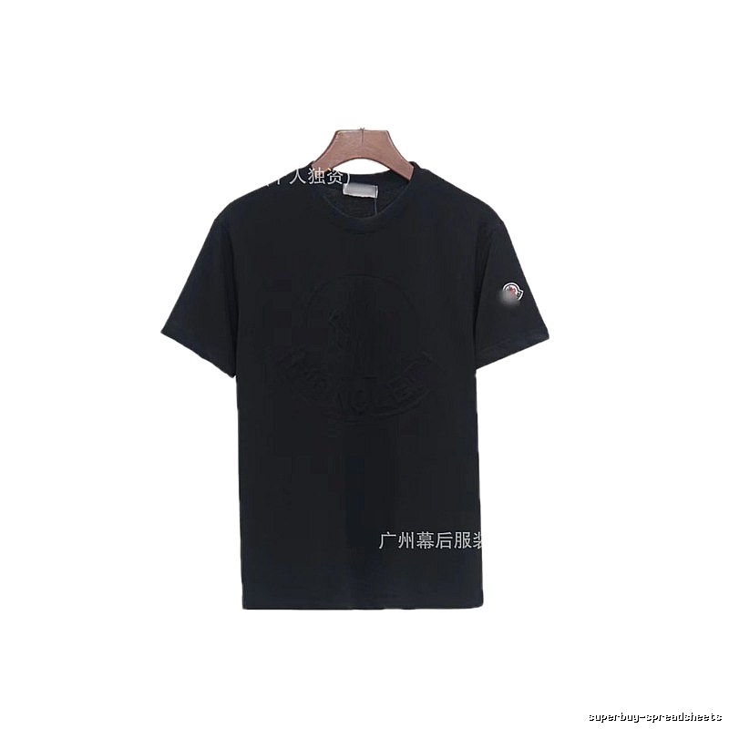 Moncler Embossed Streetwear Style Black Short-Sleeve T-Shirt