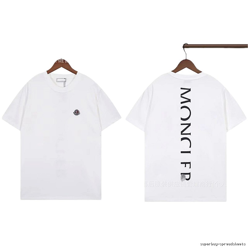 Moncler Letter Print Trendy Style White T-Shirt