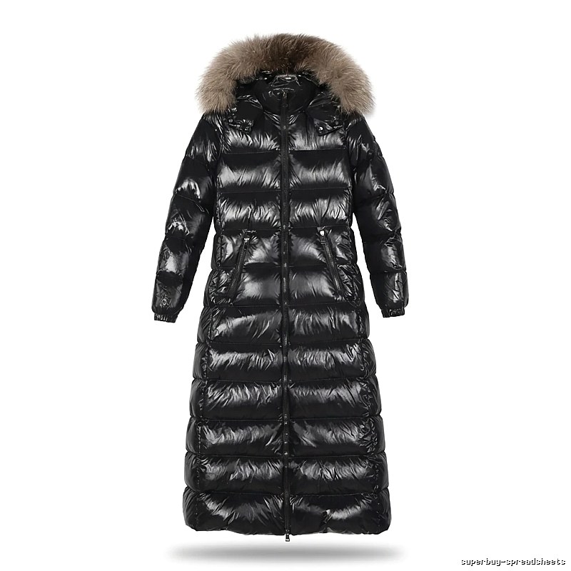 Moncler long shiny black down jacket