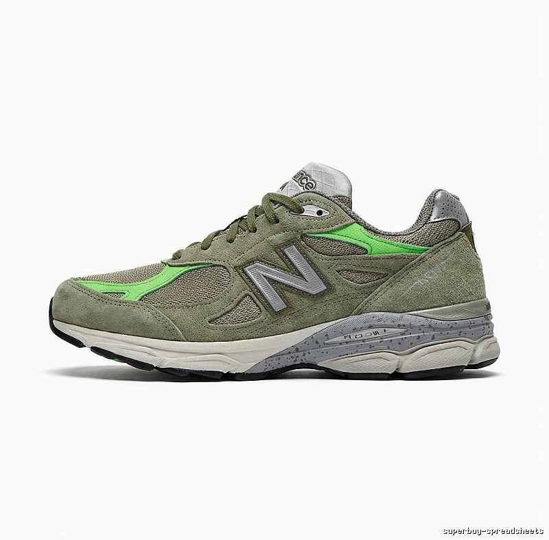 New Balance 990 series retro style gray-green shoes