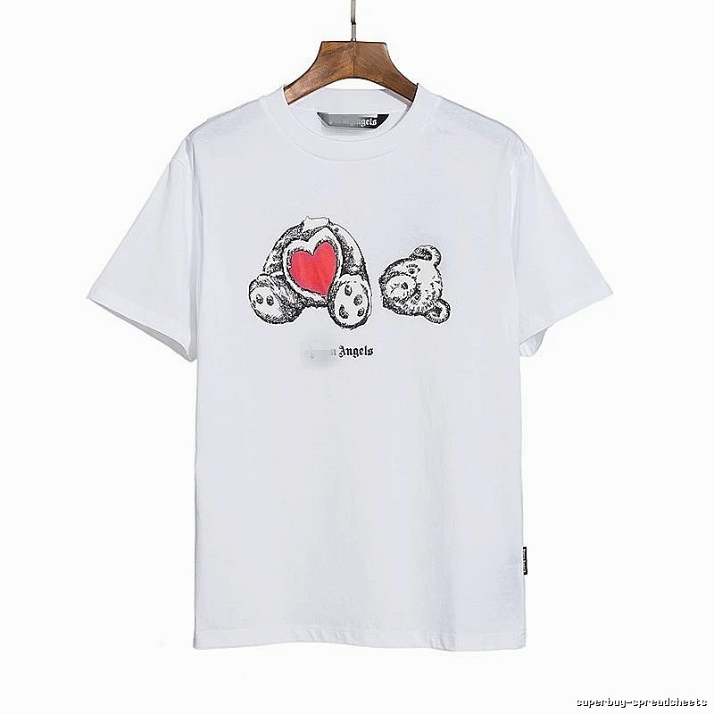 Palm Angels Urban Bear graphic T-shirt White Colorful Bear with Statement Pattern