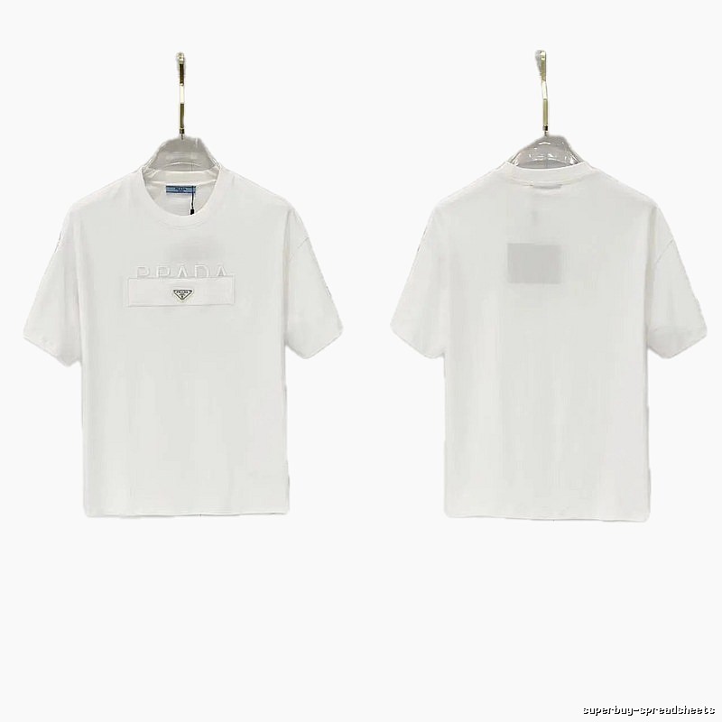 Prada Classic Triangle Logo Minimalist Style White T-Shirt