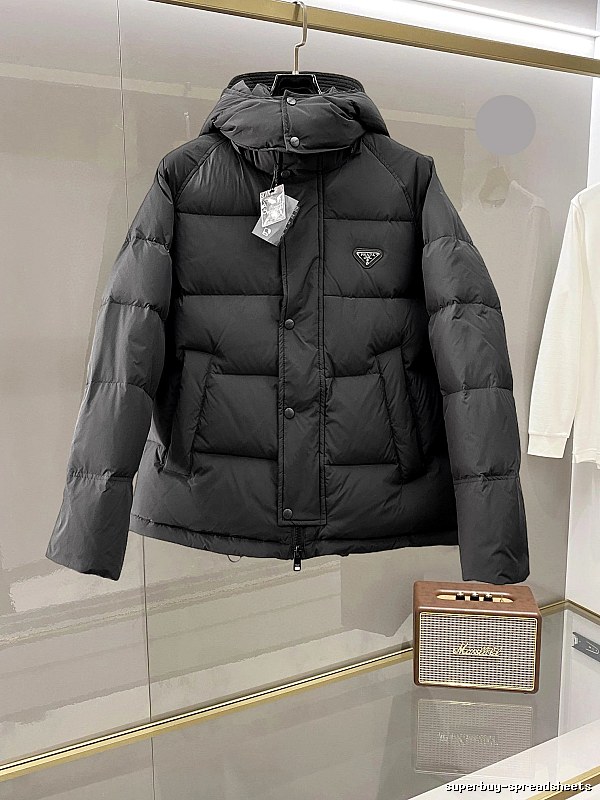 Prada Hooded Puffer Jacket with Black Hooded Logo