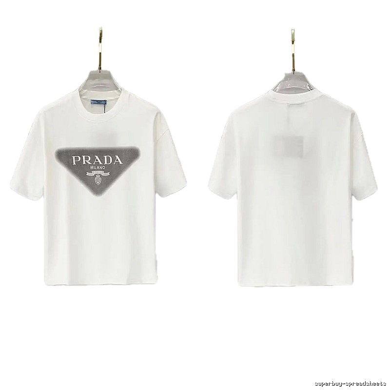 Prada Triangle Logo Minimalist Style White T-Shirt